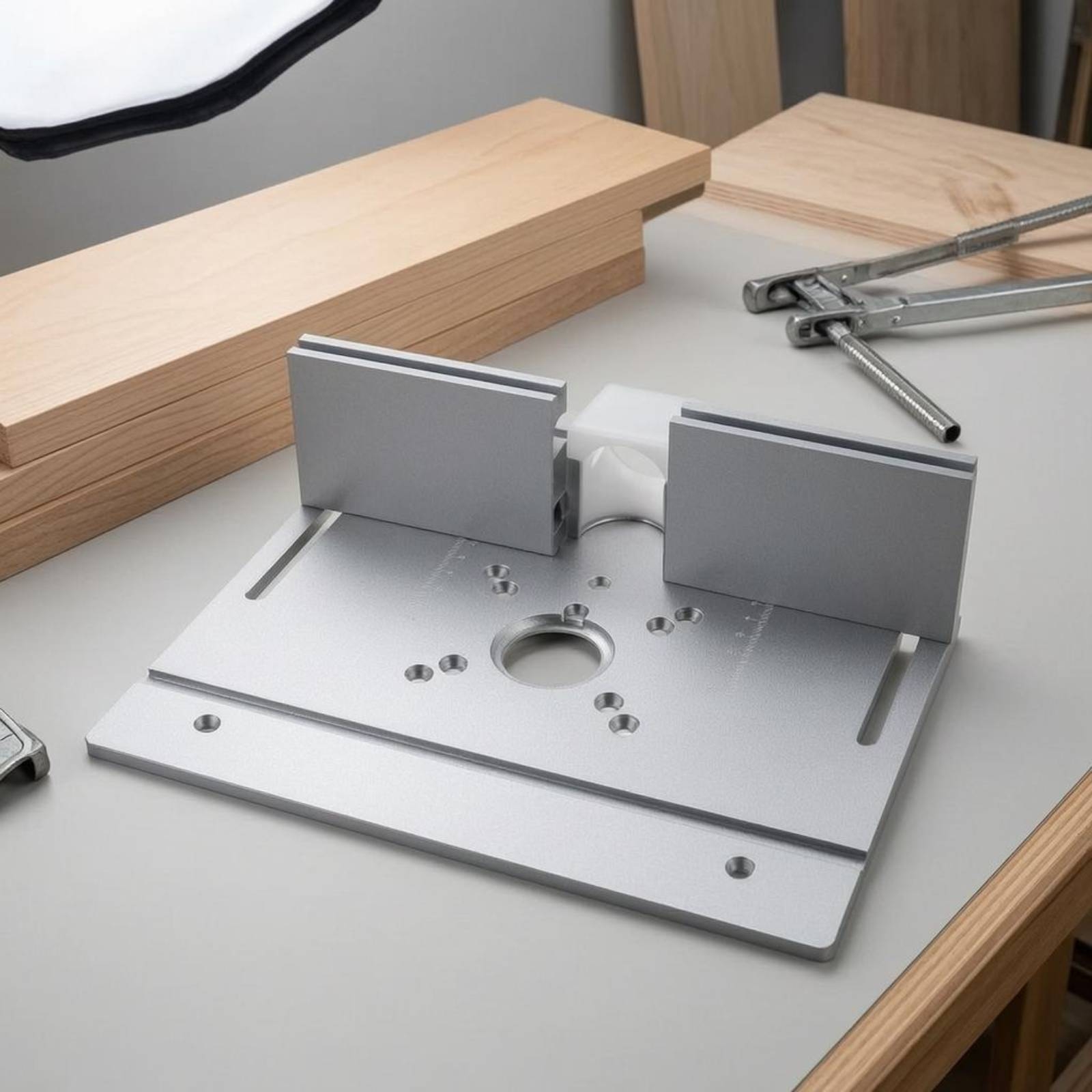 Woodworking Table - Вставка для фрезерного стола, металлическая, серебристая,